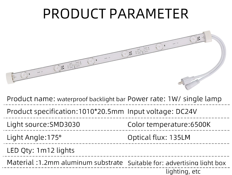 Waterproof-12W-SMD3030-1010*20.5*1.2mm LED Backlight Bar