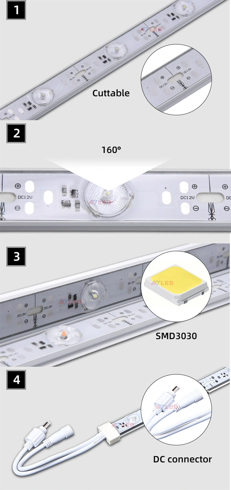 Waterproof IP67 3030 LED Strip Bar for Light Box LED TV Backlight