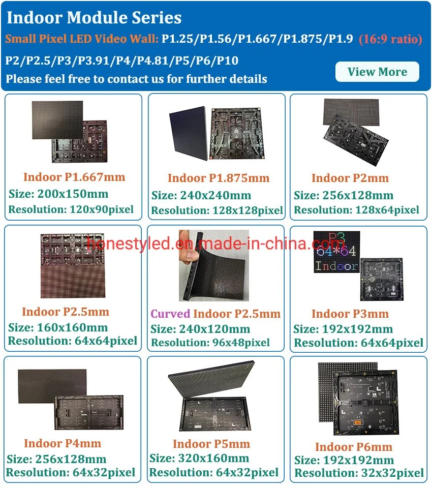 Hot Sale LED Screen Module Full Color HD LED Matrix Module P2.5 Indoor SMD2121 160X160mm/320X160mm 1/32 Scanning LED Display Module