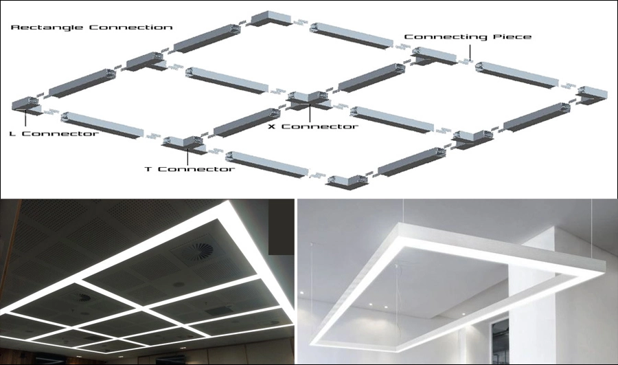 High End 4 Feet 40W LED Linear Light 55X75mm Aluminum Profile LED for Offices Banks Project Building Lighting