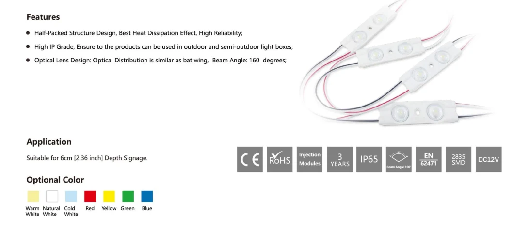 High Reliability 2835SMD LED Module Suitable for 6cm Depth Signage