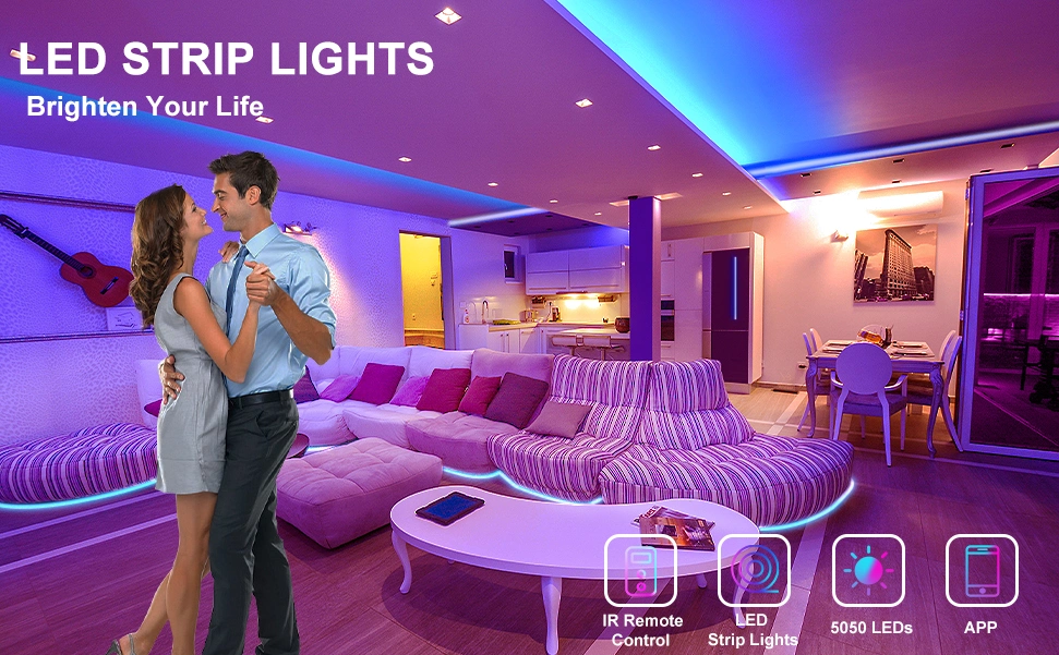 Jesled 5050 SMD LED Strip Lighting Waterproof Flexible RGB LED Strip with Remote APP Control
