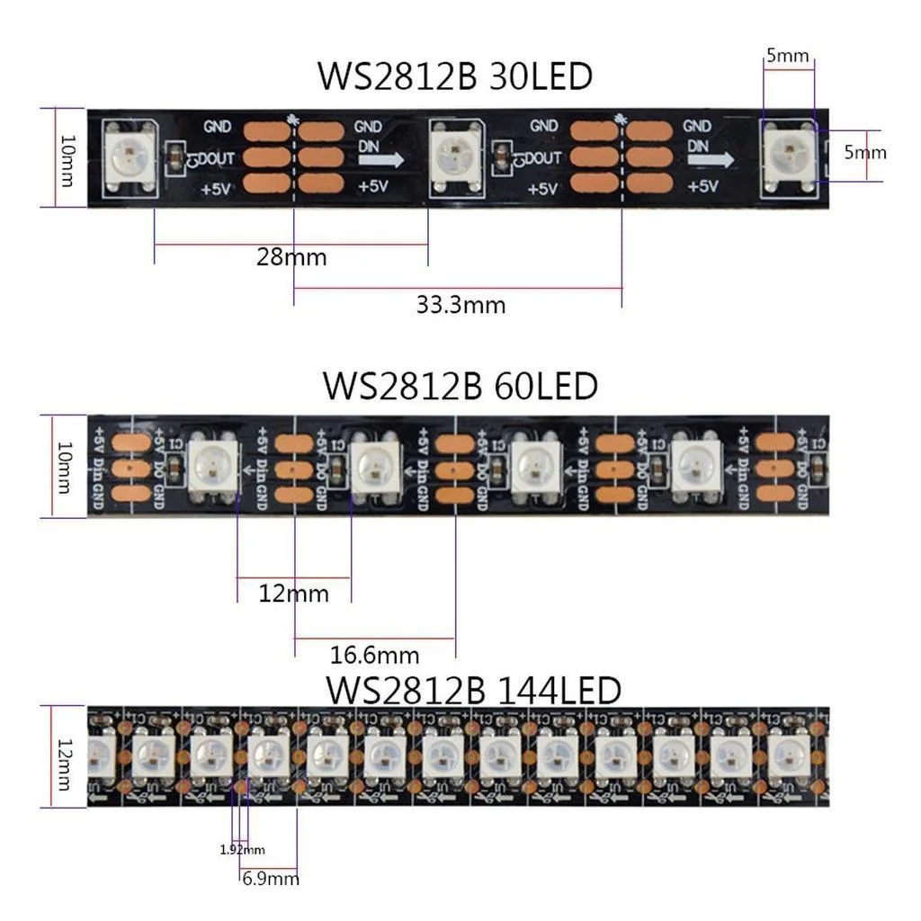 High Quanlity 5V 12V Spi Protocol RGB Flexible LED Strip Built-in IC Individually Addressable LED Strip with 5 Years Warranty